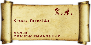 Krecs Arnolda névjegykártya